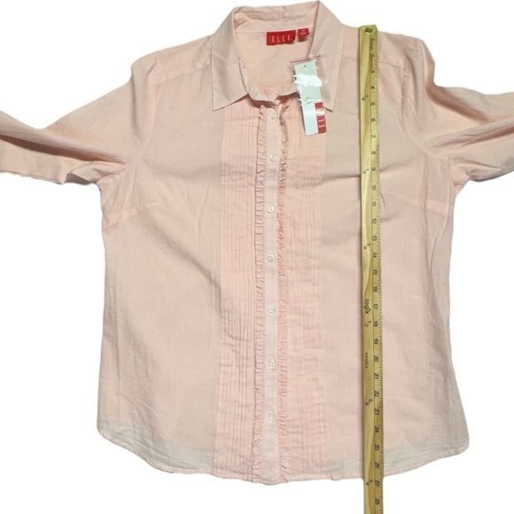 Elle Striped Ruffle Tuxedo Front Button Down Shirt Long Sleeve Size XL Coquette - Picture 7 of 12